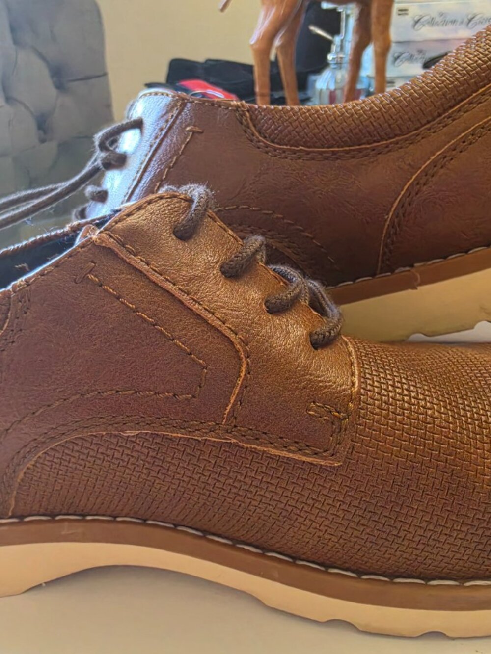 Tommy Hilfiger Men Nemoza Textured Plain Toe Derby Oxfords Size US 8.5M Brown